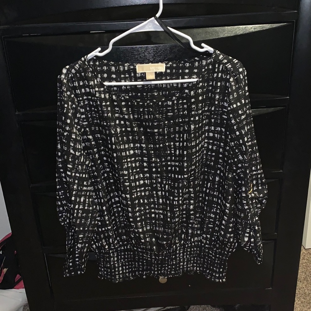 Michael Kors black and white blouse size large